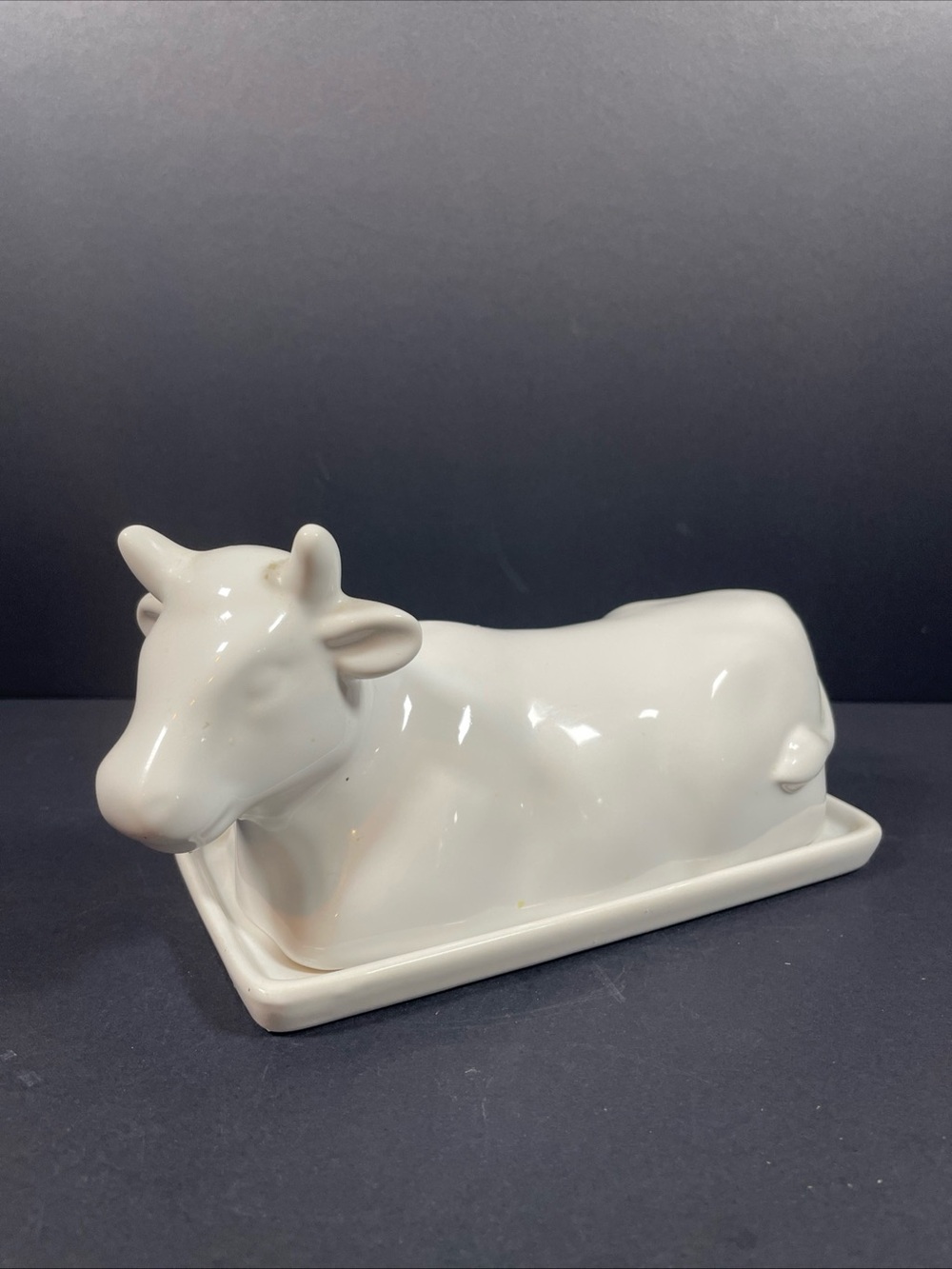 Food Network White Stonewear Cow Shaped Butter Dish